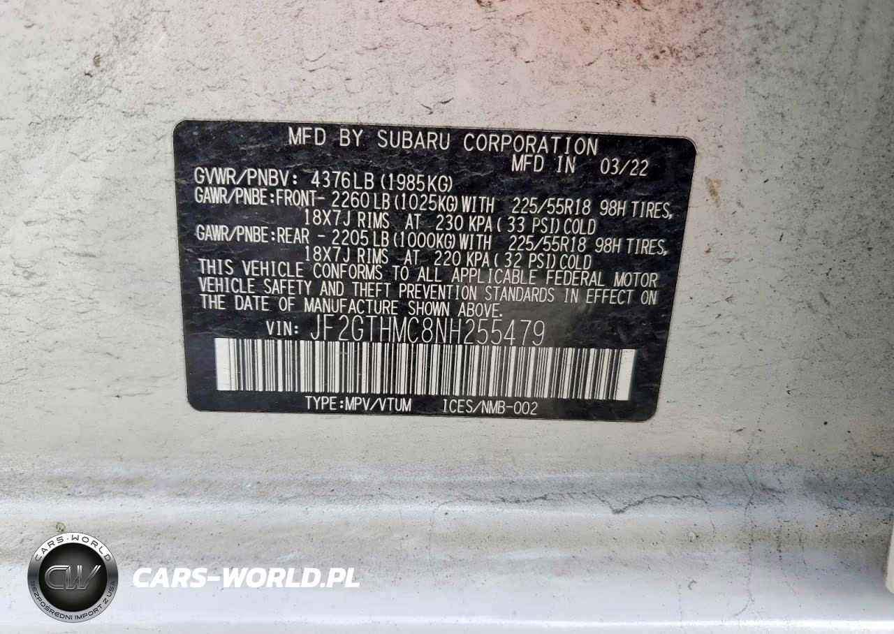 2022 Subaru Crosstrek Limited VIN:JF2GTHMC8NH255479 - 14