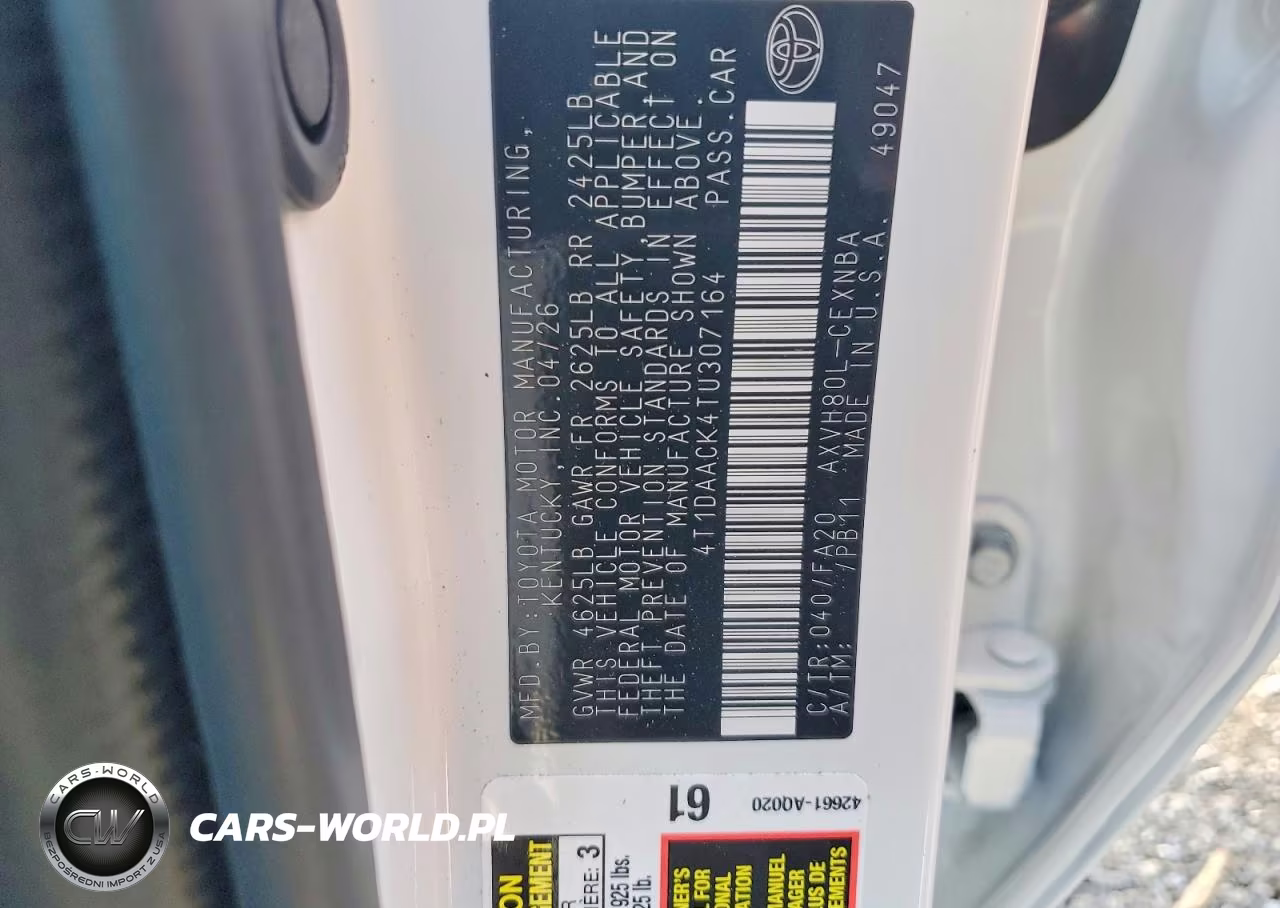 2026 Toyota Camry Le VIN:4T1DAACK4TU307164 - 12