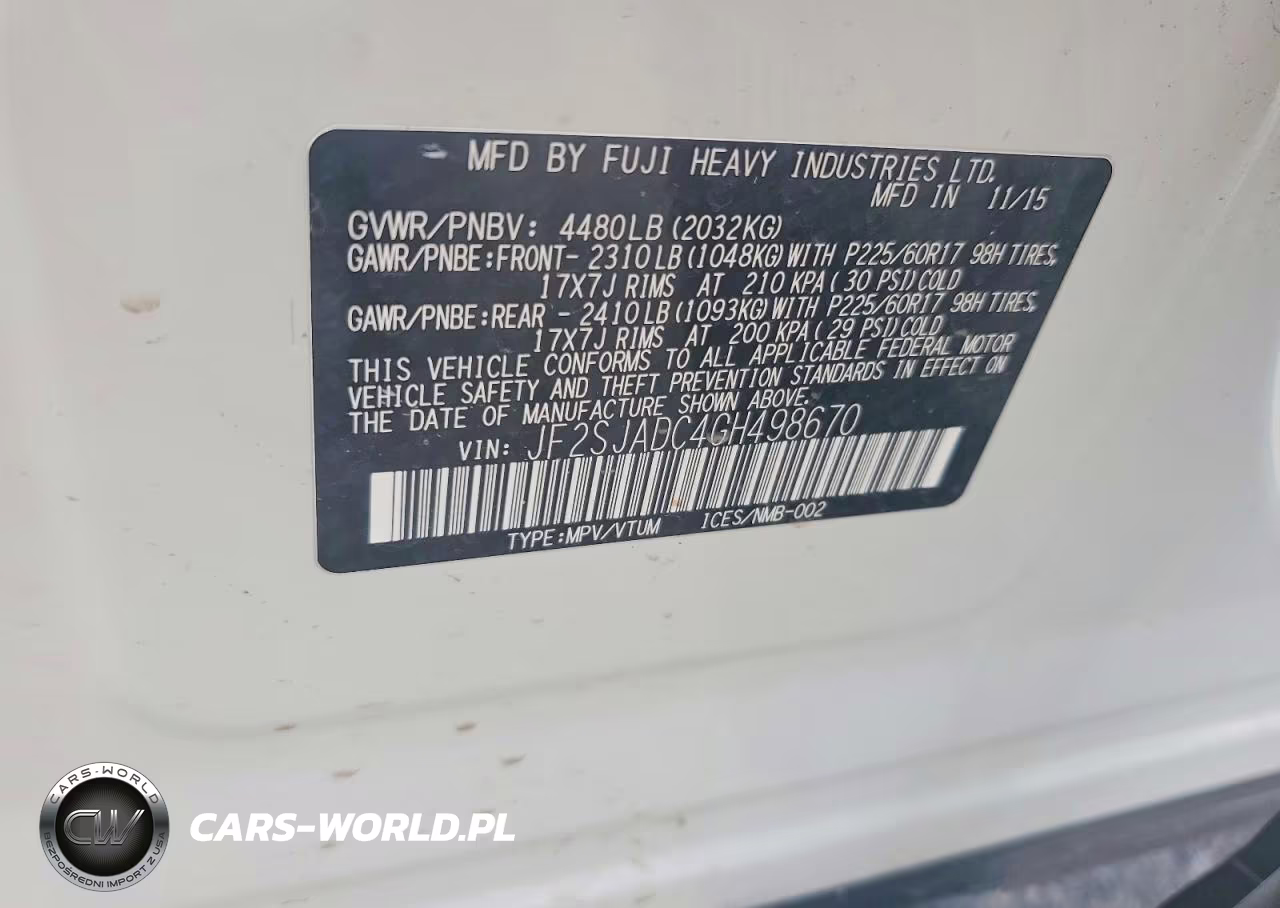 2016 Subaru Forester 2.5I Premium VIN:JF2SJADC4GH498670 - 13