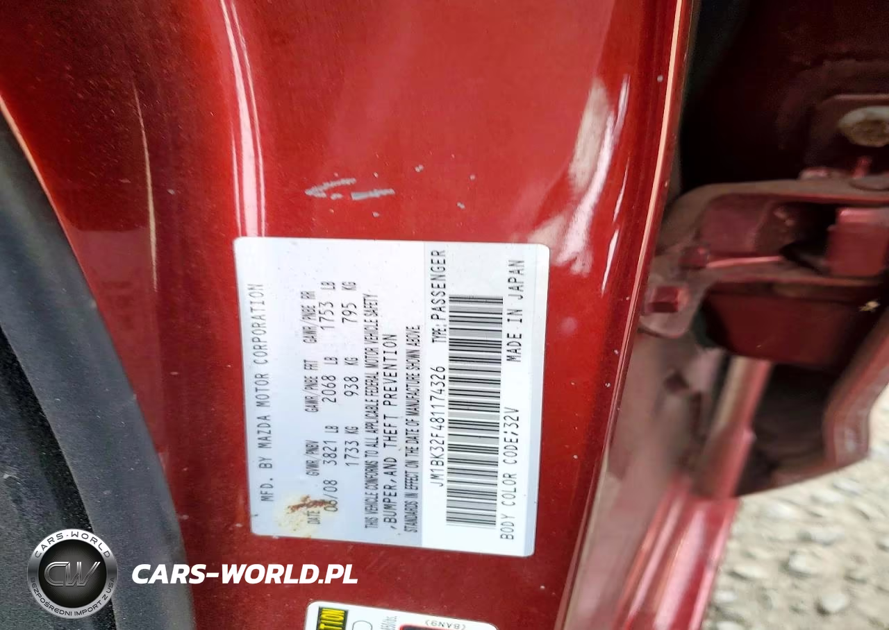 2008 Mazda 3 I VIN:JM1BK32F481174326 - 12