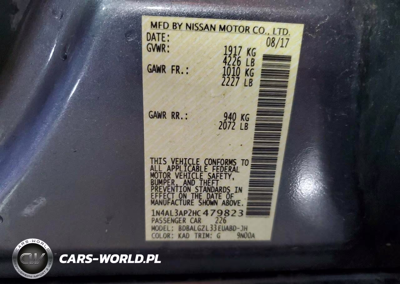 2017 Nissan Altima 2.5 S VIN:1N4AL3AP2HC479823 - 12
