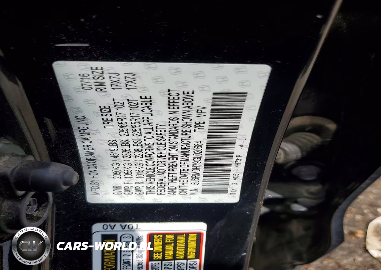 2016 Honda Cr-V Exl VIN:5J6RM3H79GL020684 - 13