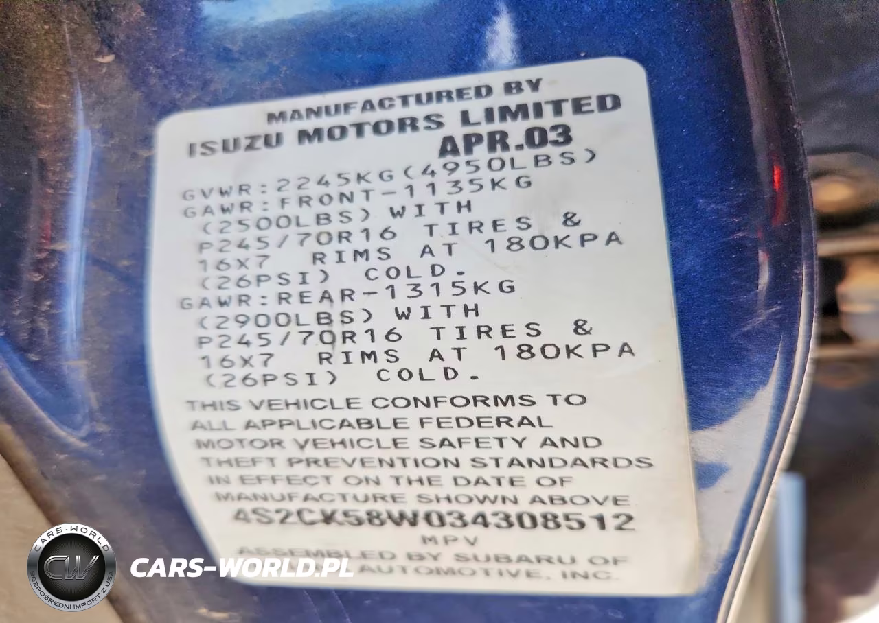 2003 Isuzu Rodeo S VIN:4S2CK58W034308512 - 13