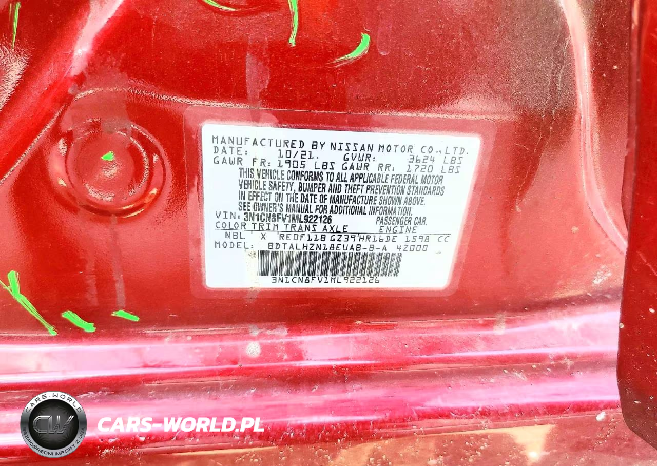 2021 Nissan Versa Sr VIN:3N1CN8FV1ML922126 - 13