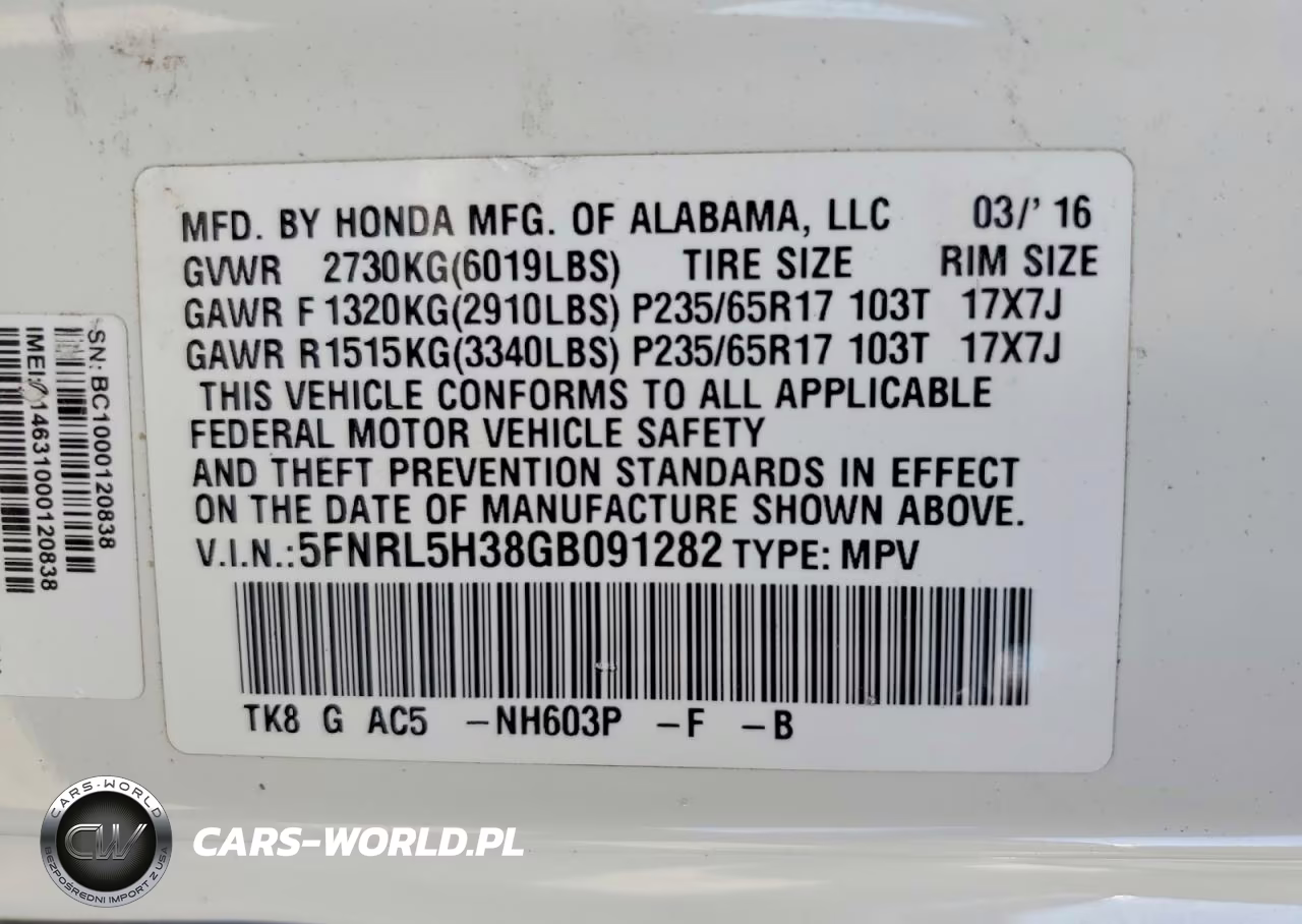 2016 Honda Odyssey Se VIN:5FNRL5H38GB091282 - 13