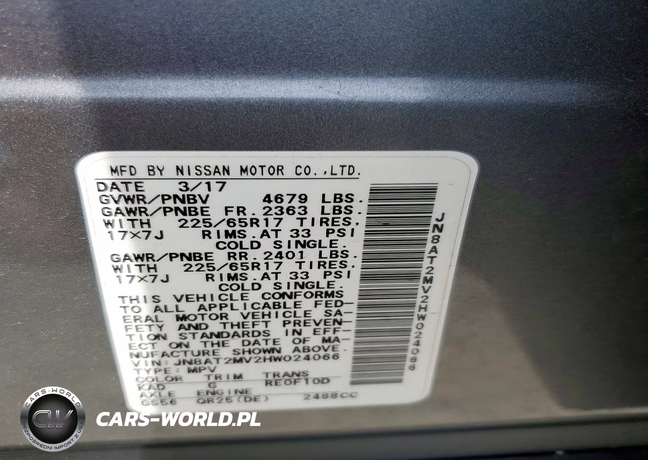 2017 Nissan Rogue Sv VIN:JN8AT2MV2HW024066 - 13