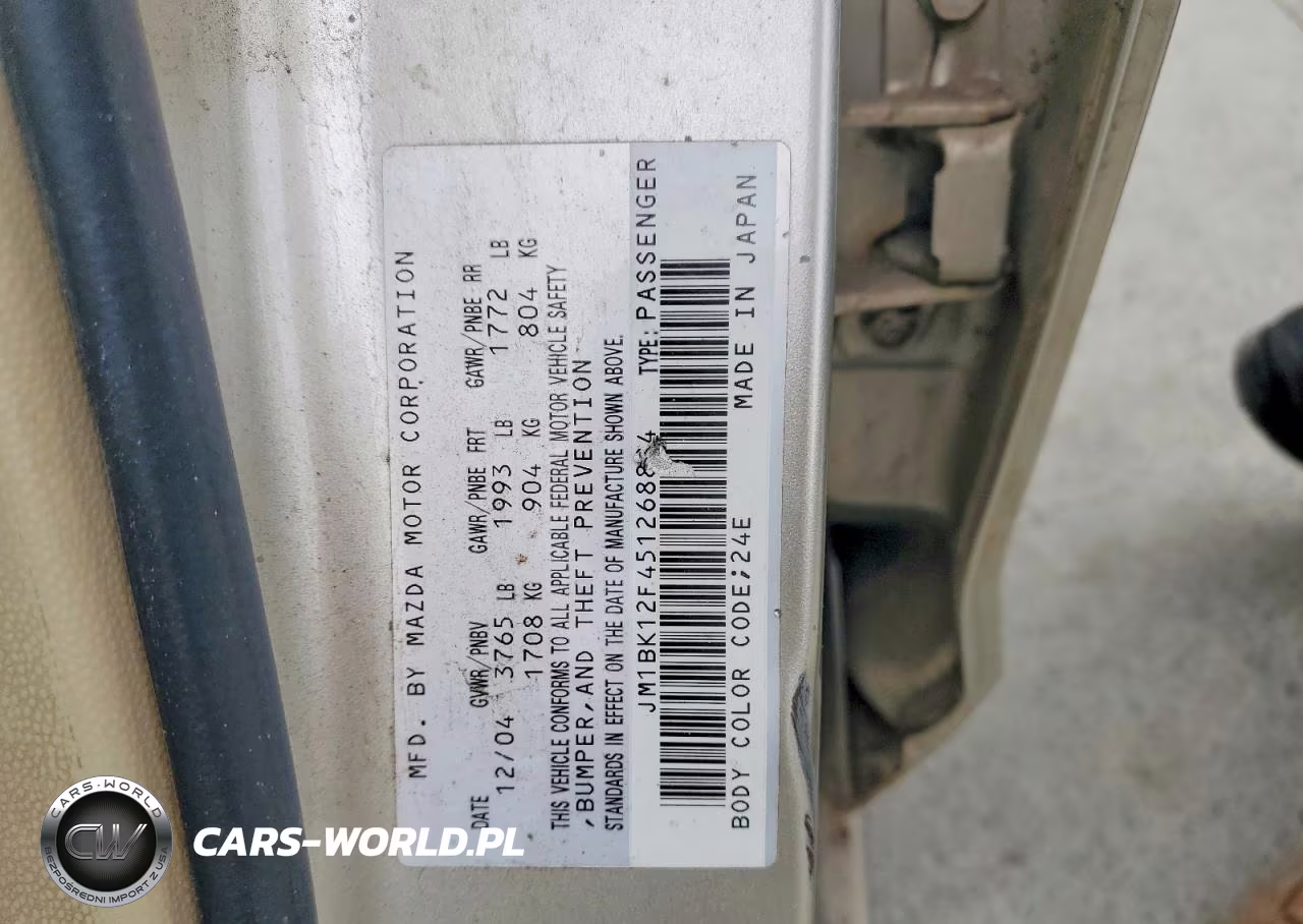 2005 Mazda 3 I VIN:JM1BK12F451268884 - 12