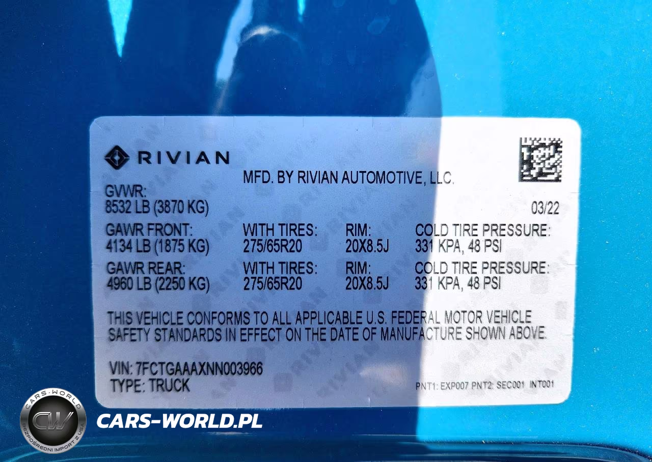 2022 Rivian R1T Adventure VIN:7FCTGAAAXNN003966 - 12
