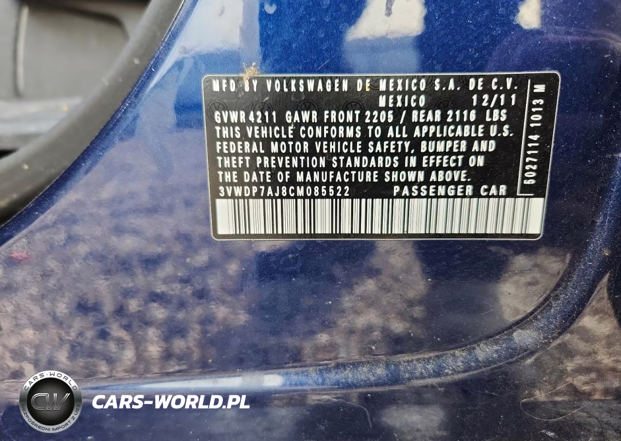 2012 Volkswagen Jetta Se VIN:3VWDP7AJ8CM085522 - 12