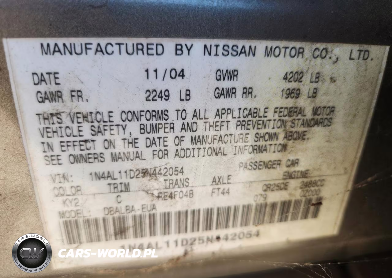 2005 Nissan Altima VIN:1N4AL11D25N442054 - 13