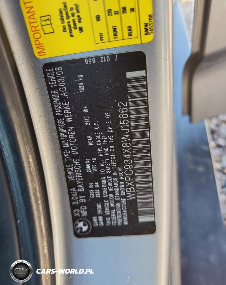 2008 BMW X3 3.0Si VIN:WBXPC934X8WJ15662 - 13