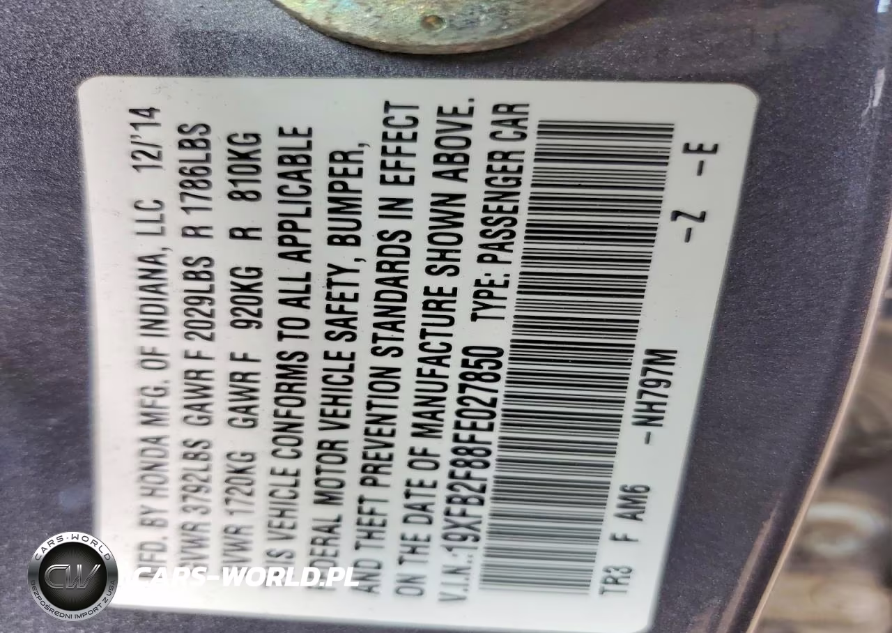 2015 Honda Civic Ex VIN:19XFB2F88FE027850 - 12