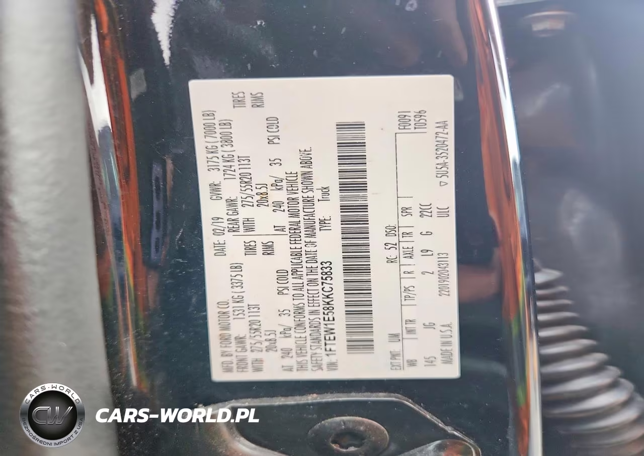 2019 Ford F150 Supercrew VIN:1FTEW1E58KKC75833 - 12