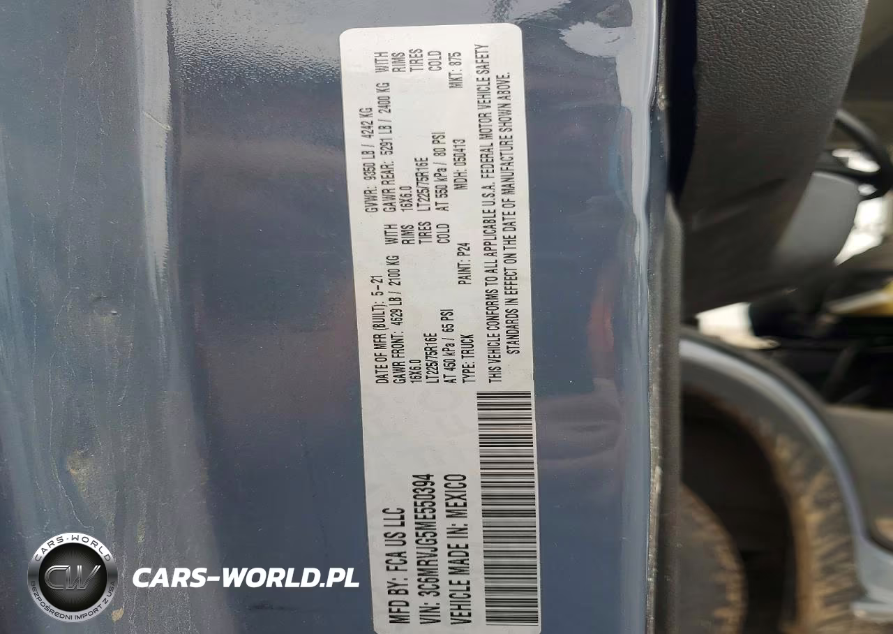 2021 Ram Promaster 3500 Delivery Van VIN:3C6MRVJG5ME550394 - 13