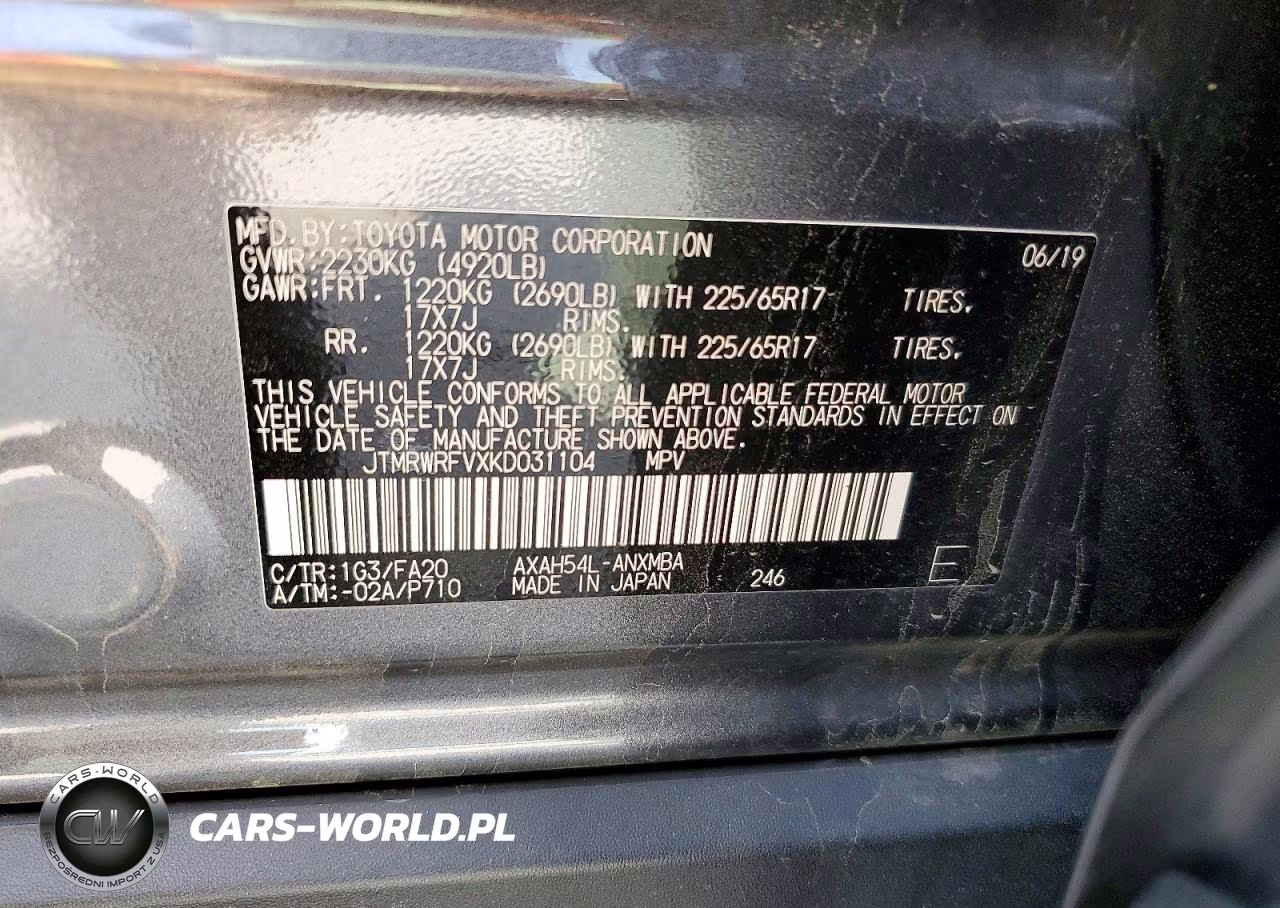 2019 Toyota Rav4 Hybrid Xle VIN:JTMRWRFVXKD031104 - 14
