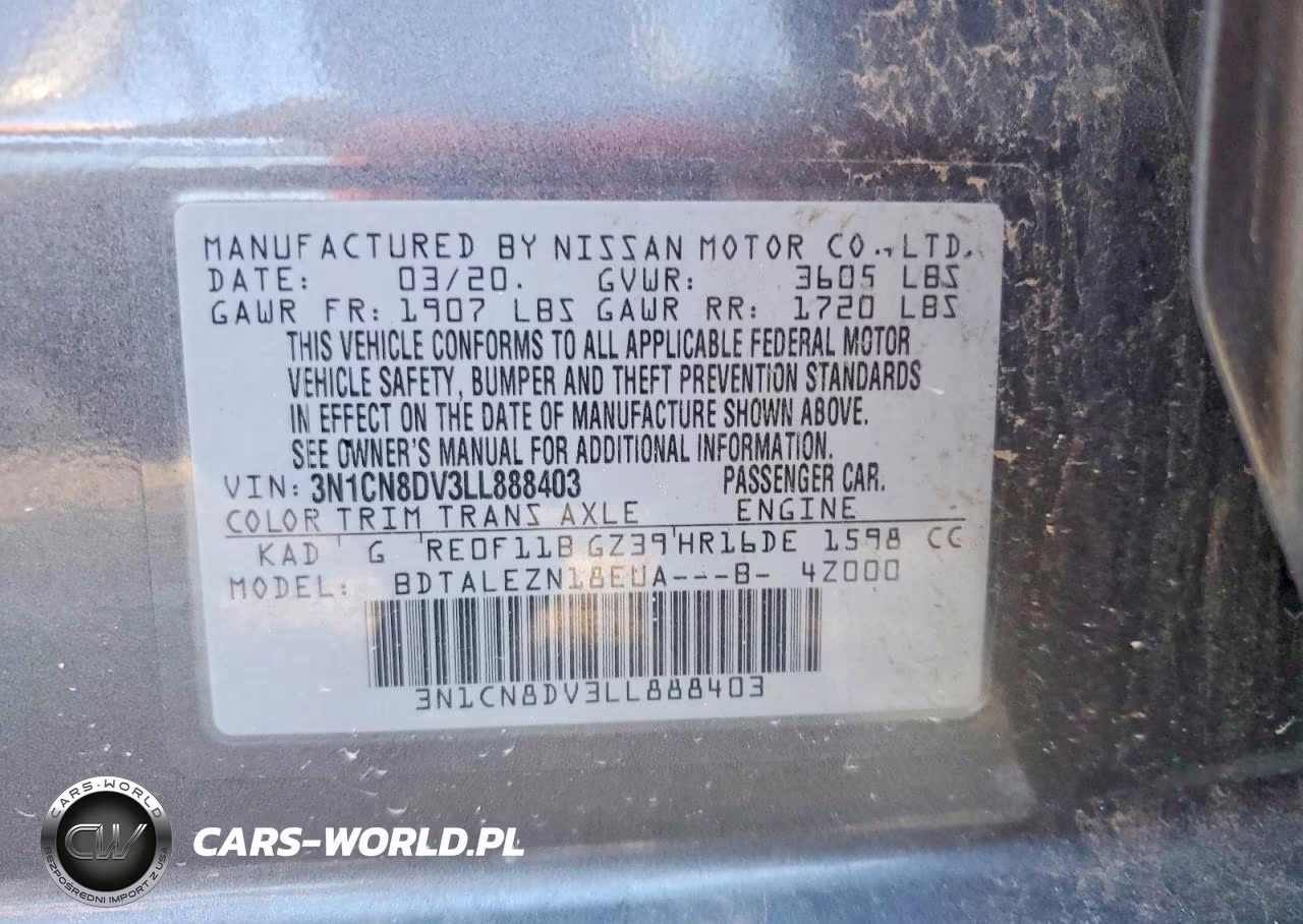 2020 Nissan Versa S VIN:3N1CN8DV3LL888403 - 12