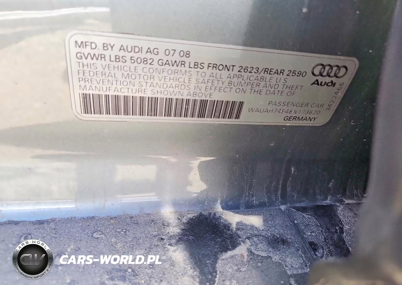 2008 AUDI A6 3.2 VIN:WAUAH74F48N173620 - 14