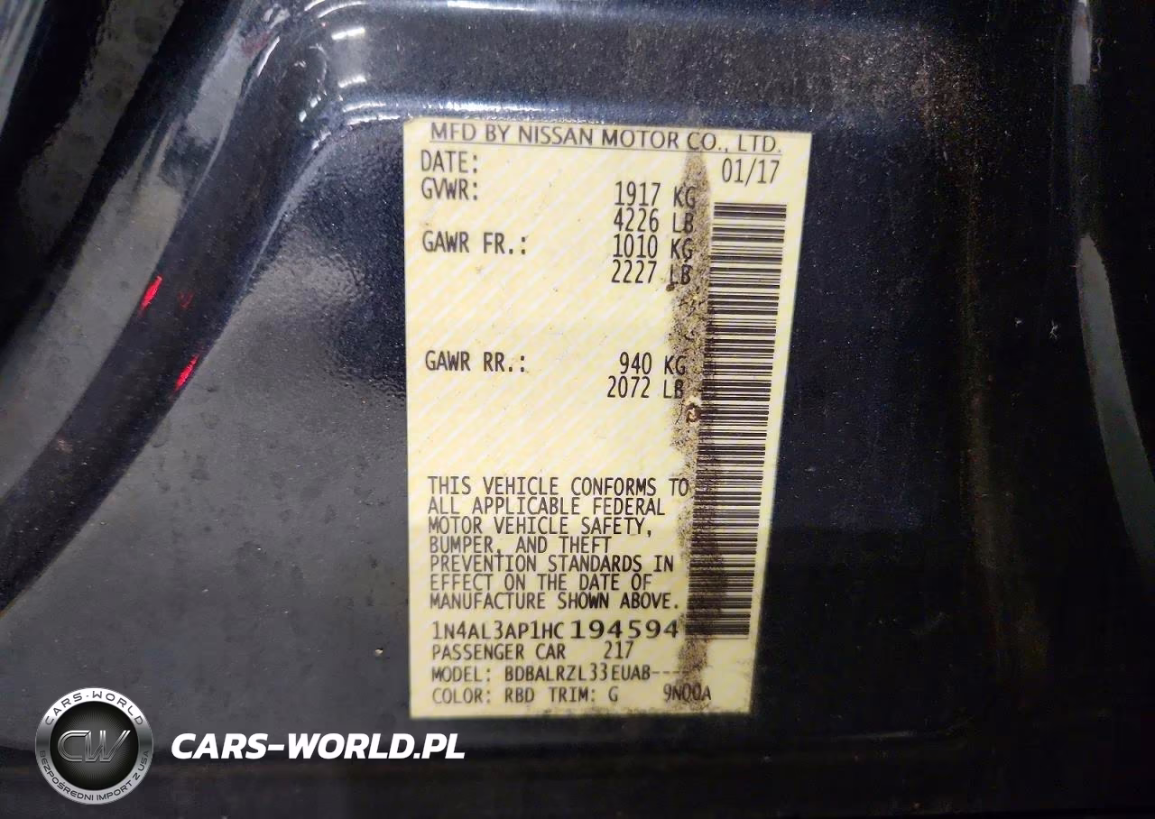 2017 Nissan Altima 2.5 Sl VIN:1N4AL3AP1HC194594 - 12