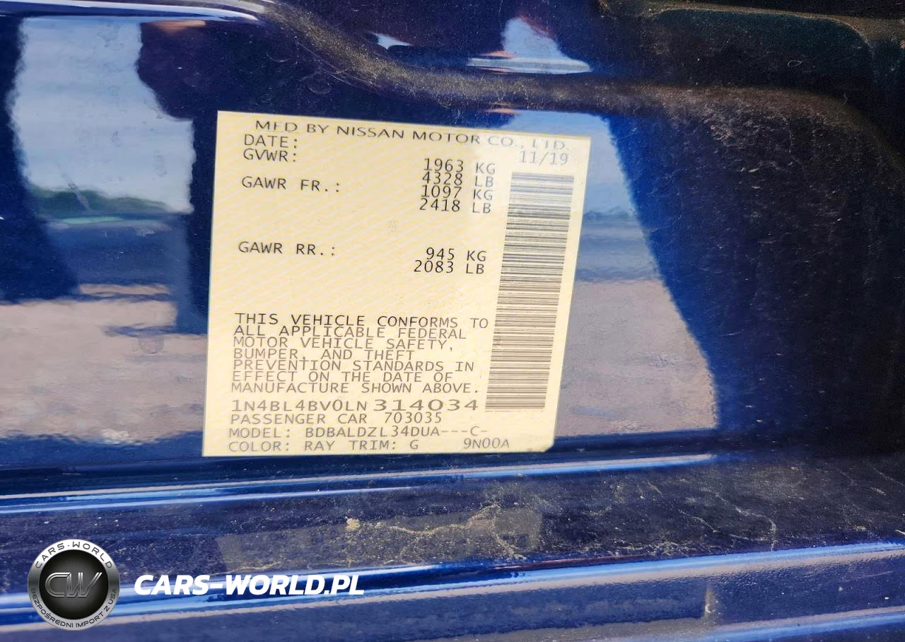2020 Nissan Altima S VIN:1N4BL4BV0LN314034 - 13