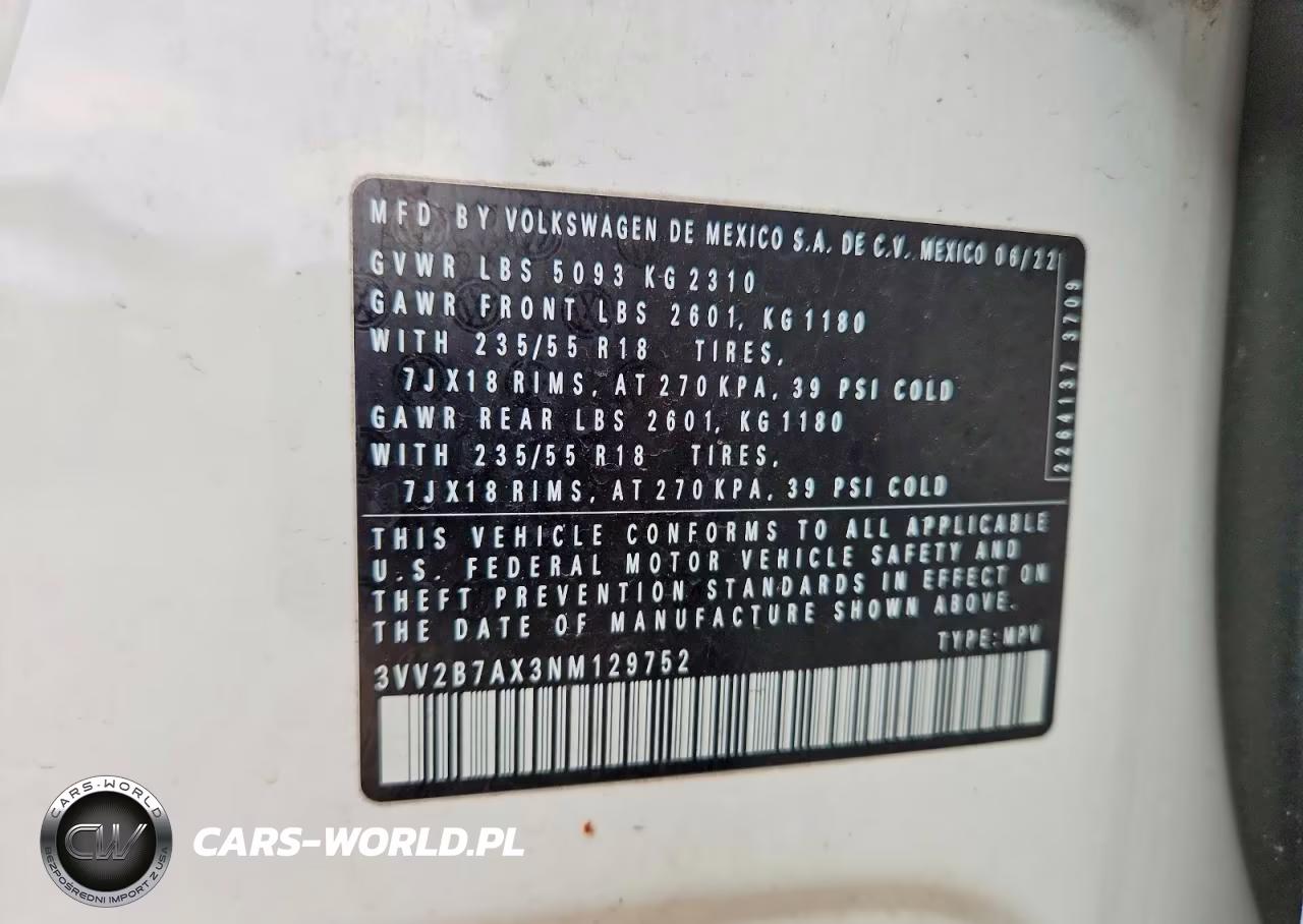 2022 Volkswagen Tiguan Se VIN:3VV2B7AX3NM129752 - 13
