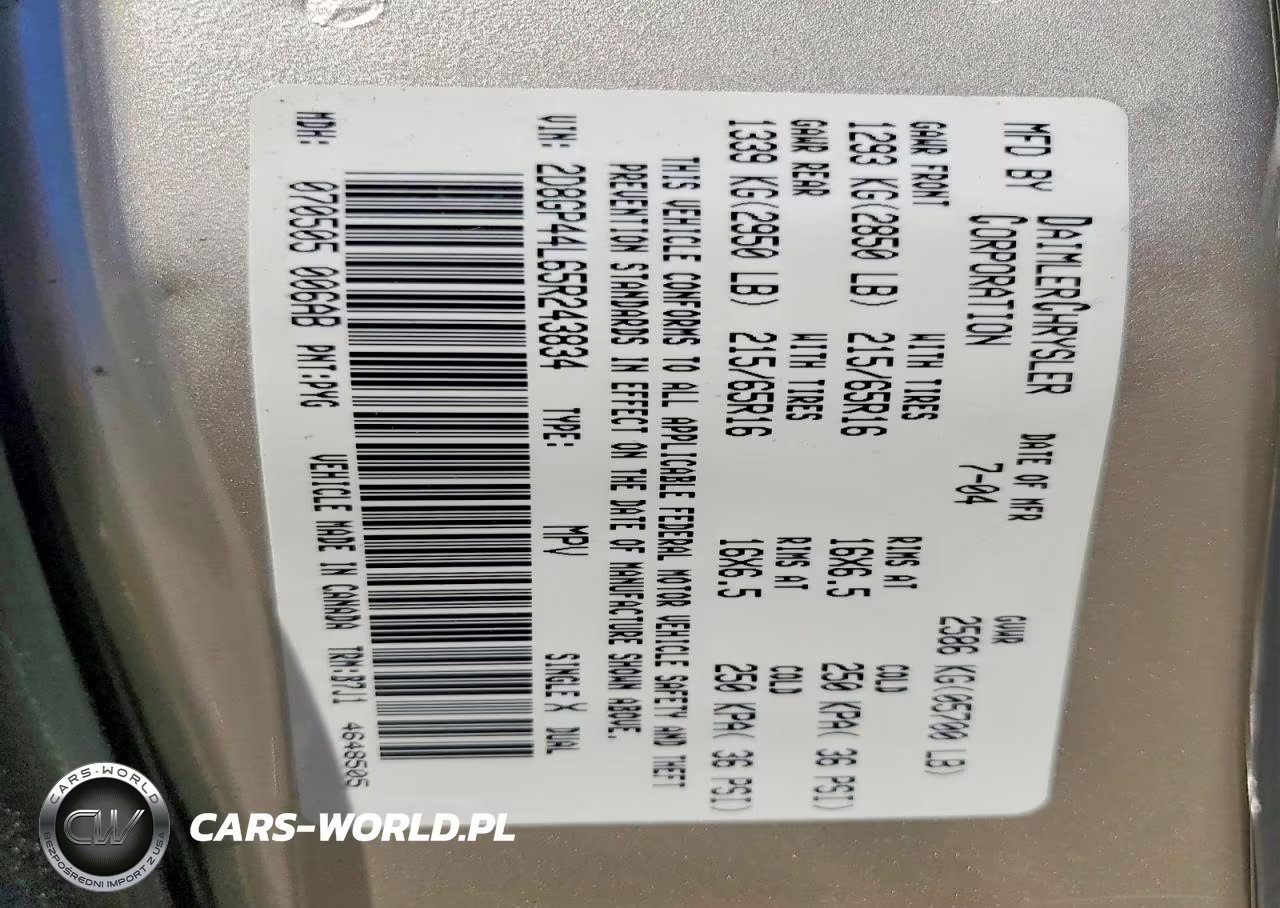 2005 Dodge Grand Caravan Sxt VIN:2D8GP44L65R243834 - 13