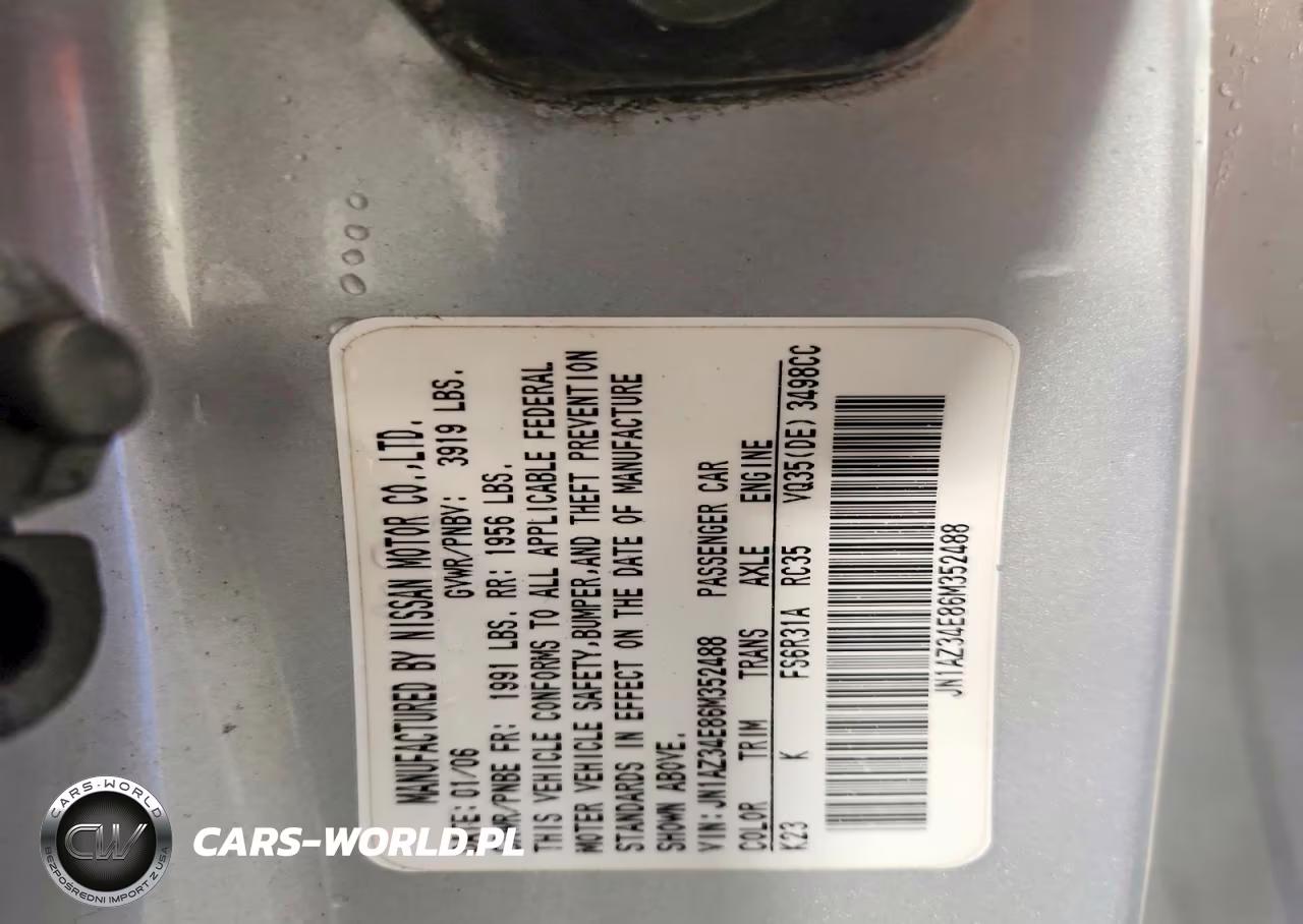 2006 Nissan 350Z Coupe VIN:JN1AZ34E86M352488 - 12