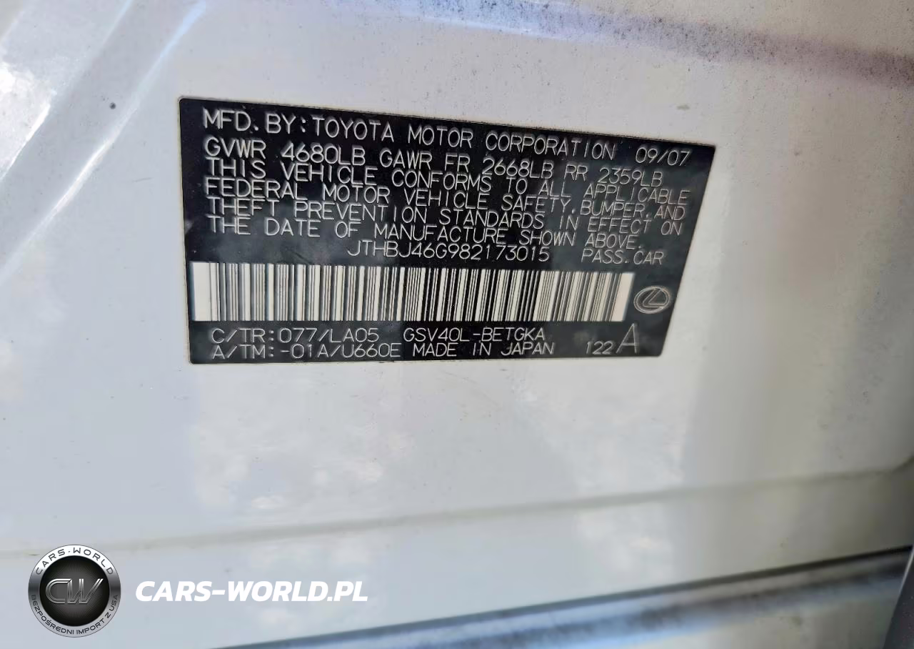 2008 Lexus Es 350 VIN:JTHBJ46G982173015 - 12