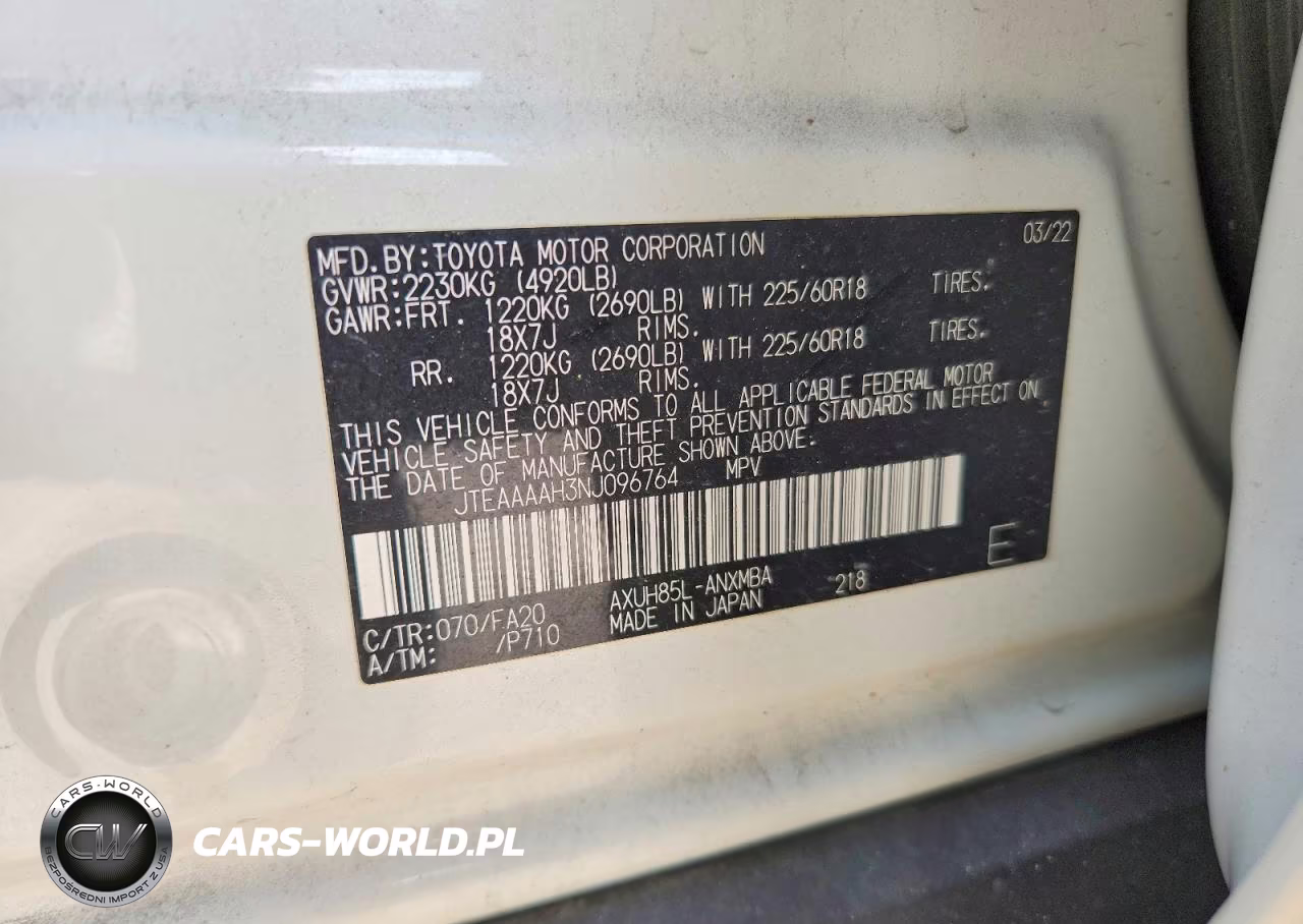 2022 Toyota Venza Le VIN:JTEAAAAH3NJ096764 - 13
