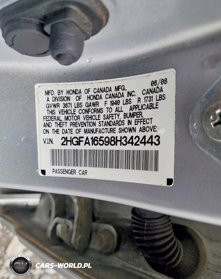 2008 Honda Civic Lx VIN:2HGFA16598H342443 - 12
