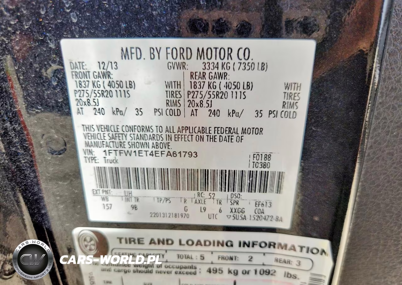 2014 Ford F150 Supercrew VIN:1FTFW1ET4EFA61793 - 13
