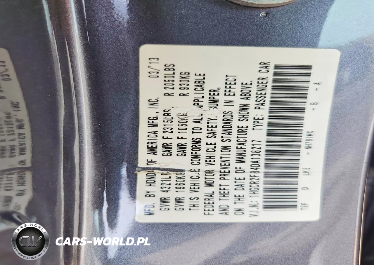2013 Honda Accord Exl VIN:1HGCR2F84DA138217 - 12