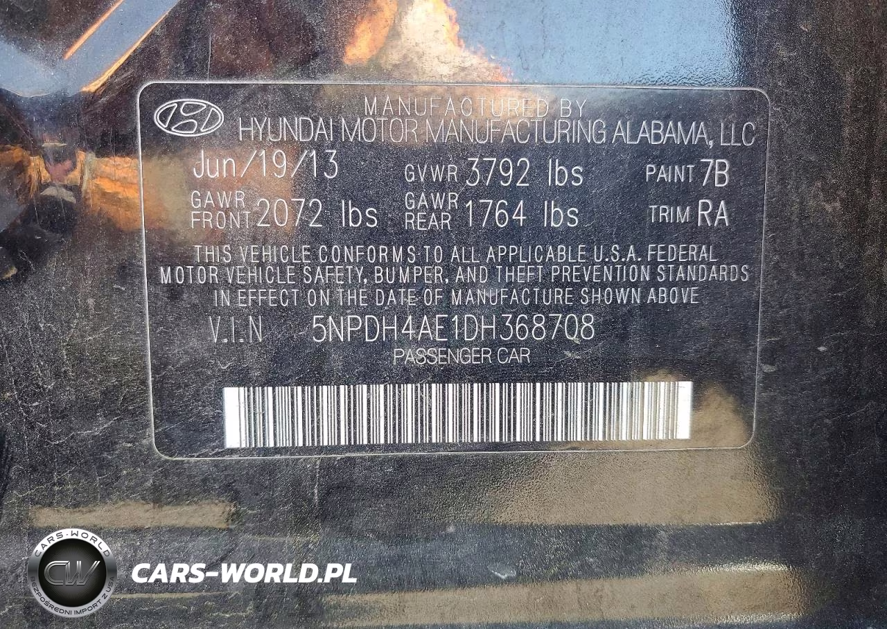 2013 Hyundai Elantra Gls VIN:5NPDH4AE1DH368708 - 12
