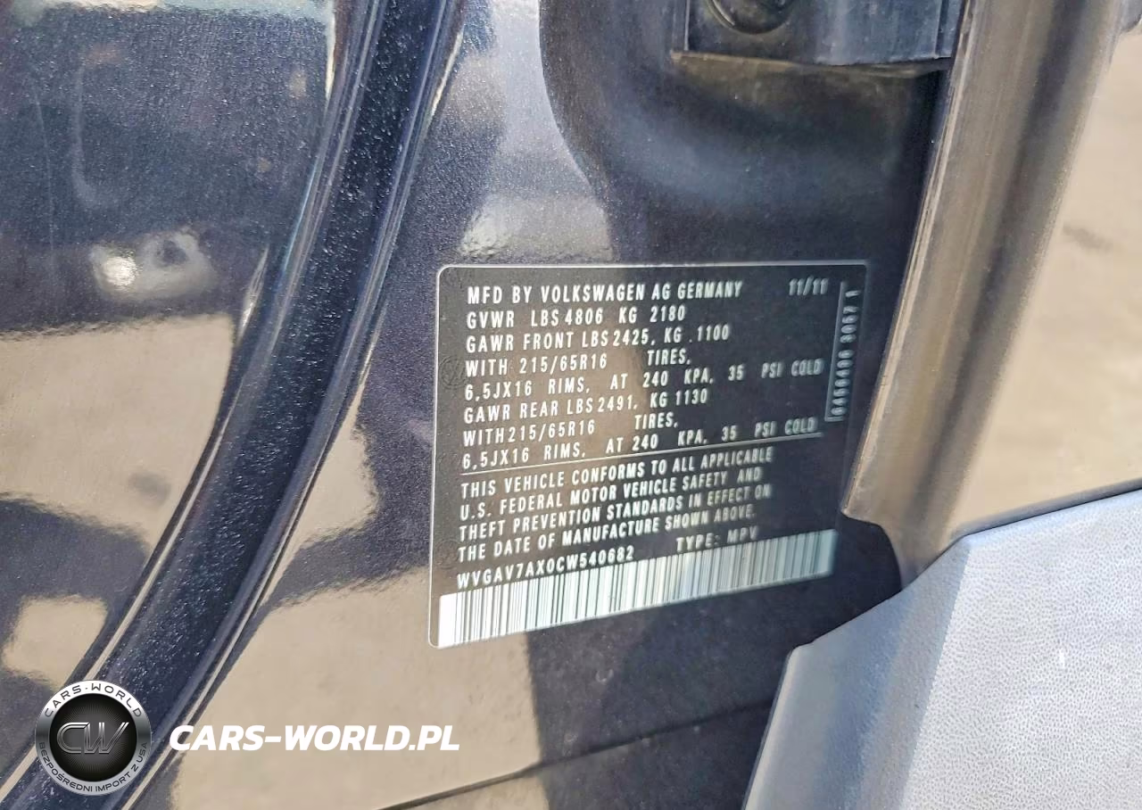 2012 Volkswagen Tiguan S VIN:WVGAV7AX0CW540682 - 13