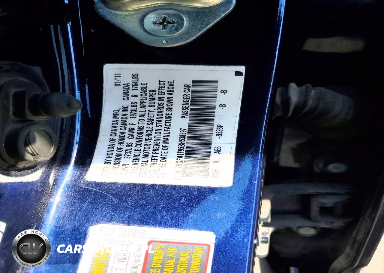 2011 Honda Civic Exl VIN:2HGFA1F95BH538597 - 13