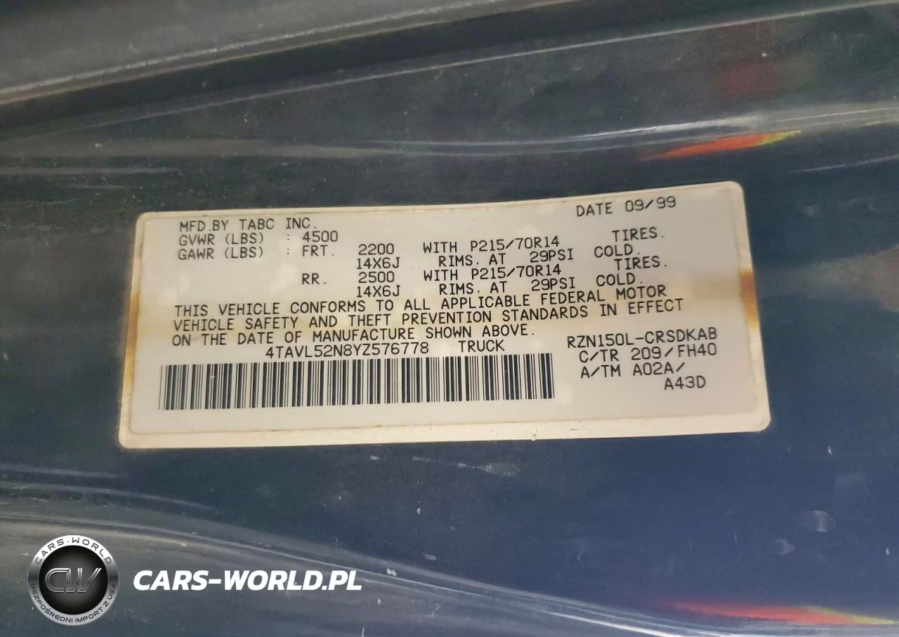 2000 Toyota Tacoma Xtracab VIN:4TAVL52N8YZ576778 - 12