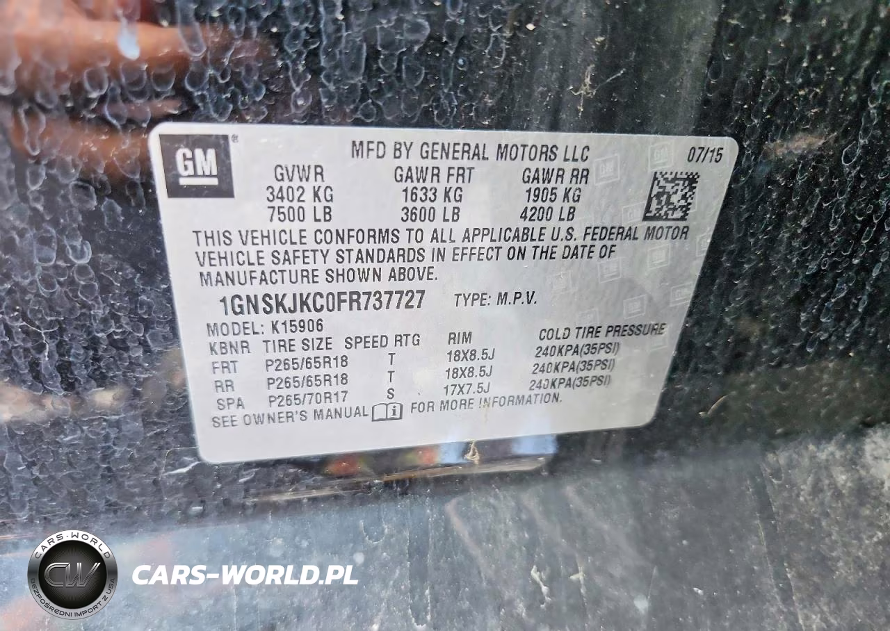 2015 Chevrolet Suburban K1500 Lt VIN:1GNSKJKC0FR737727 - 13