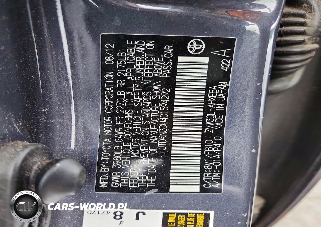 2012 Toyota Prius Two VIN:JTDKN3DU4C1594292 - 12