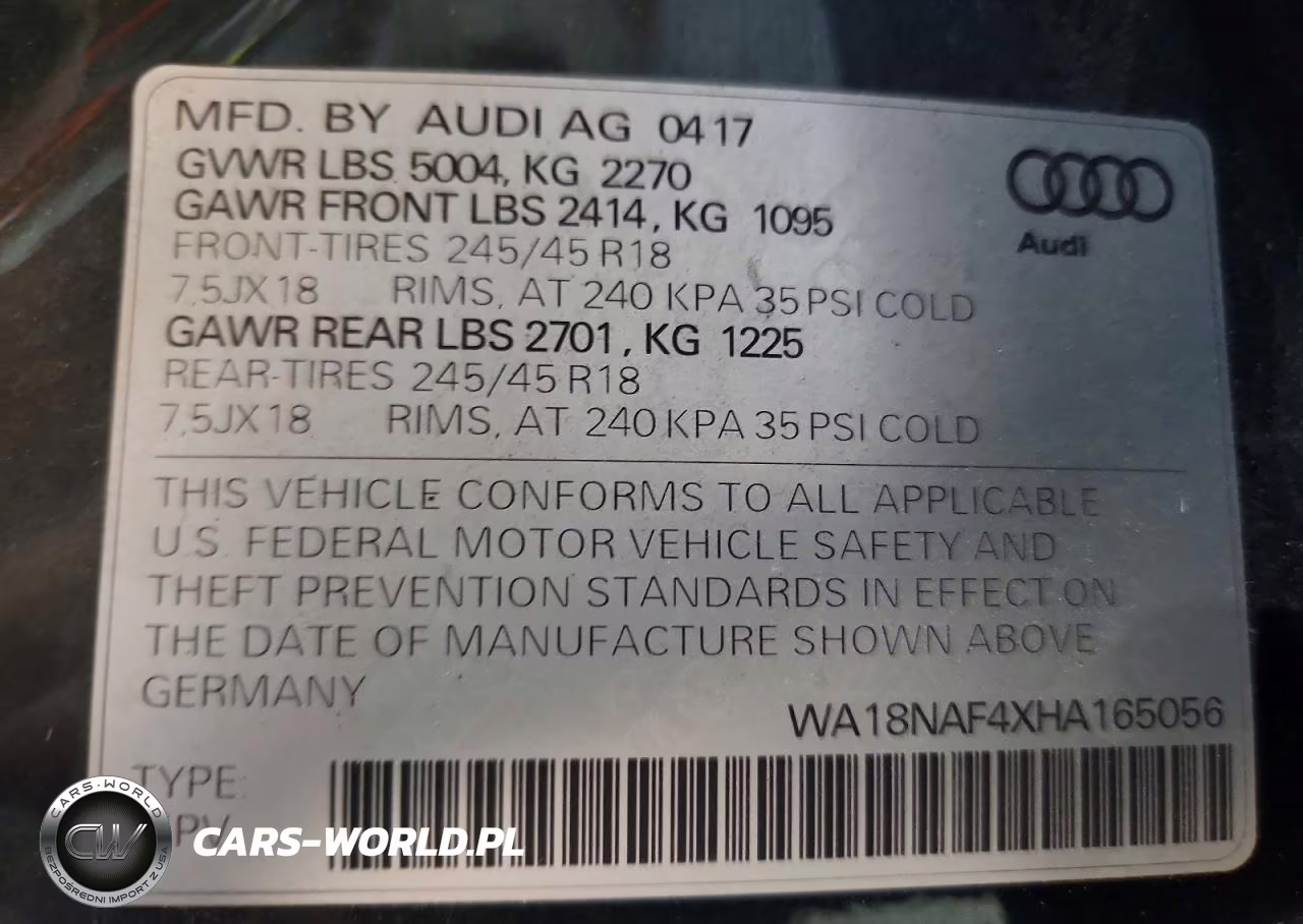2017 Audi A4 Allroad Premium Plus VIN:WA18NAF4XHA165056 - 13