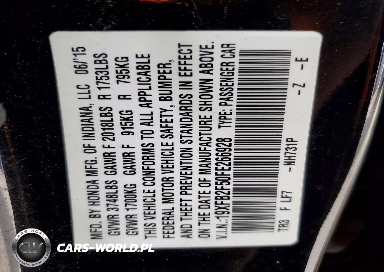 2015 Honda Civic Lx VIN:19XFB2F50FE266928 - 12