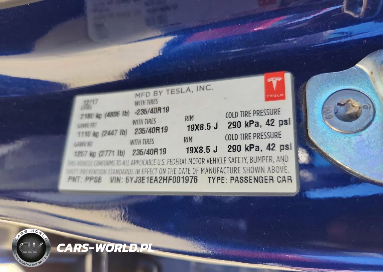 2017 Tesla Model 3 VIN:5YJ3E1EA2HF001976 - 12
