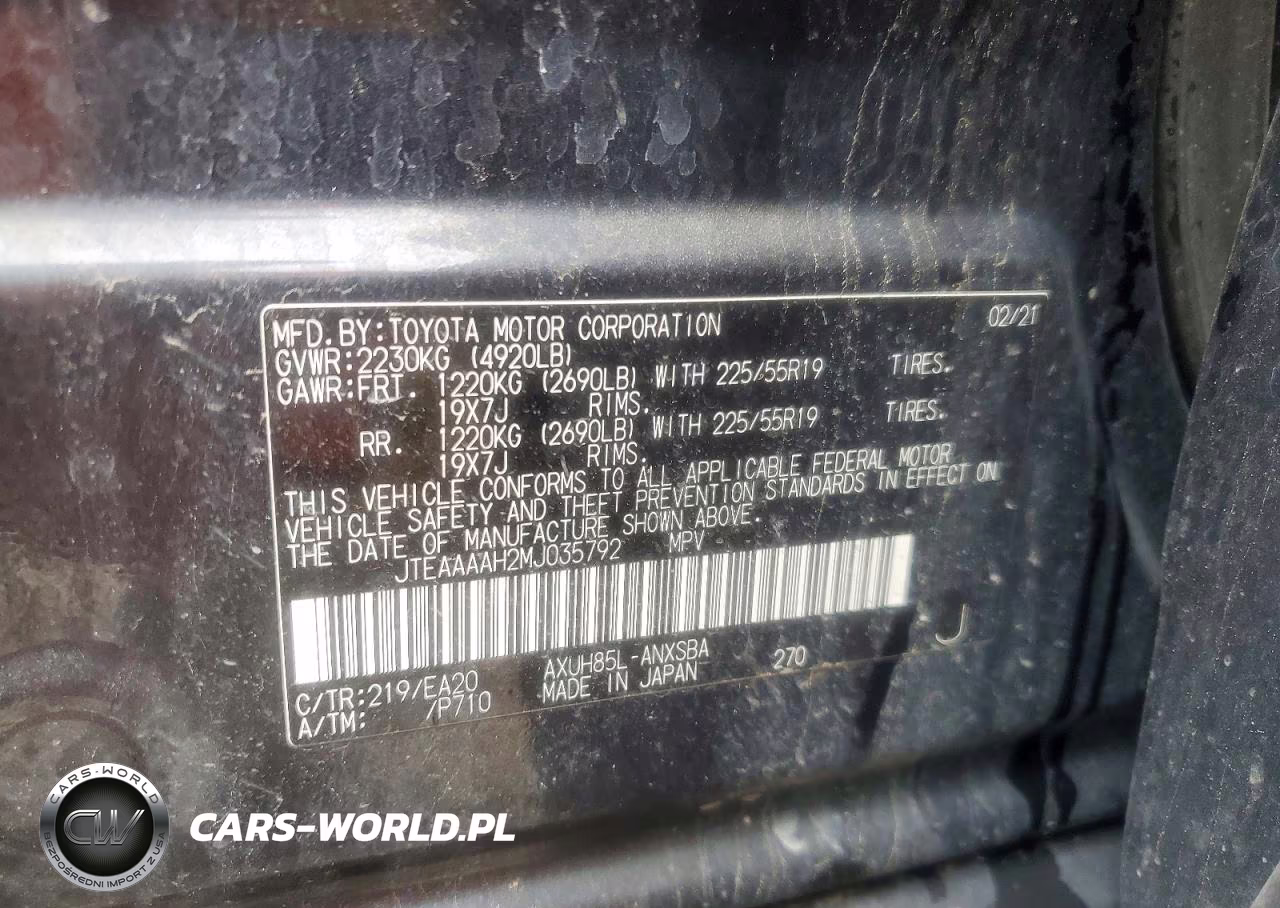 2021 Toyota Venza Limited VIN:JTEAAAAH2MJ035792 - 13