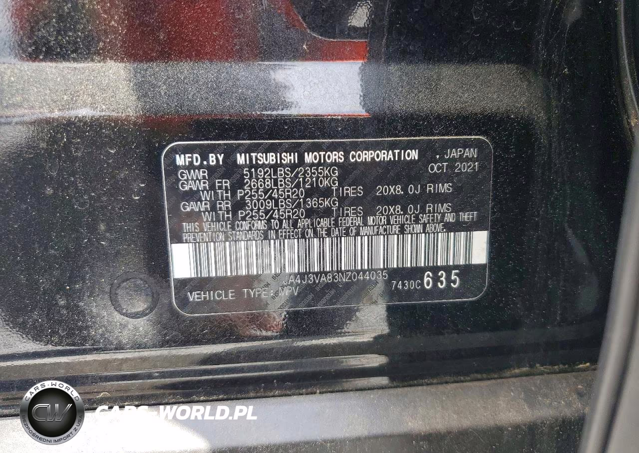 2022 Mitsubishi Outlander Sel VIN:JA4J3VA83NZ044035 - 12