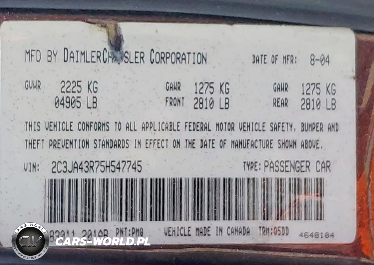 2005 Chrysler 300 Base VIN:2C3JA43R75H547745 - 13