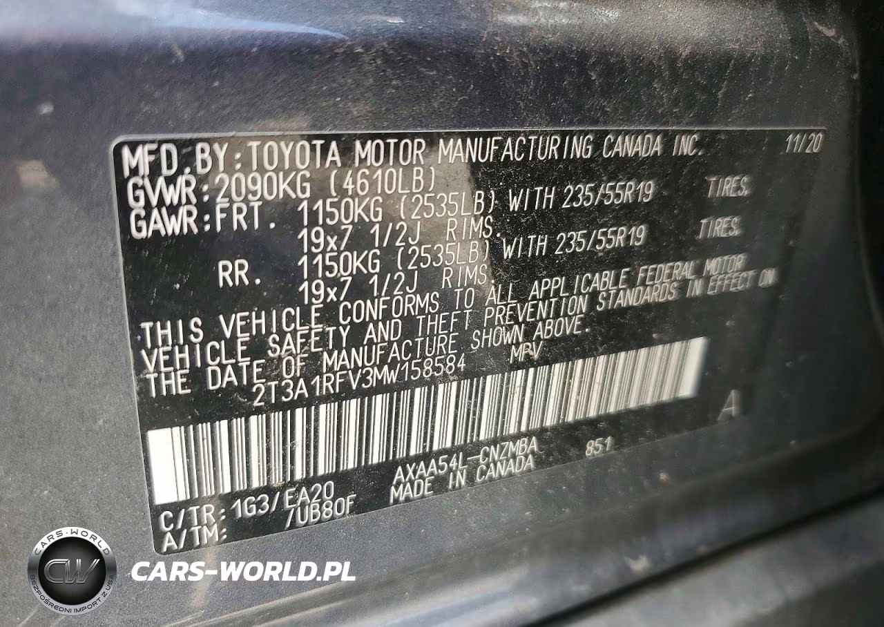 2021 Toyota Rav4 Xle Premium VIN:2T3A1RFV3MW158584 - 13