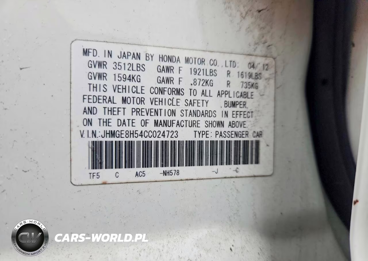 2012 Honda Fit VIN:JHMGE8H54CC024723 - 12