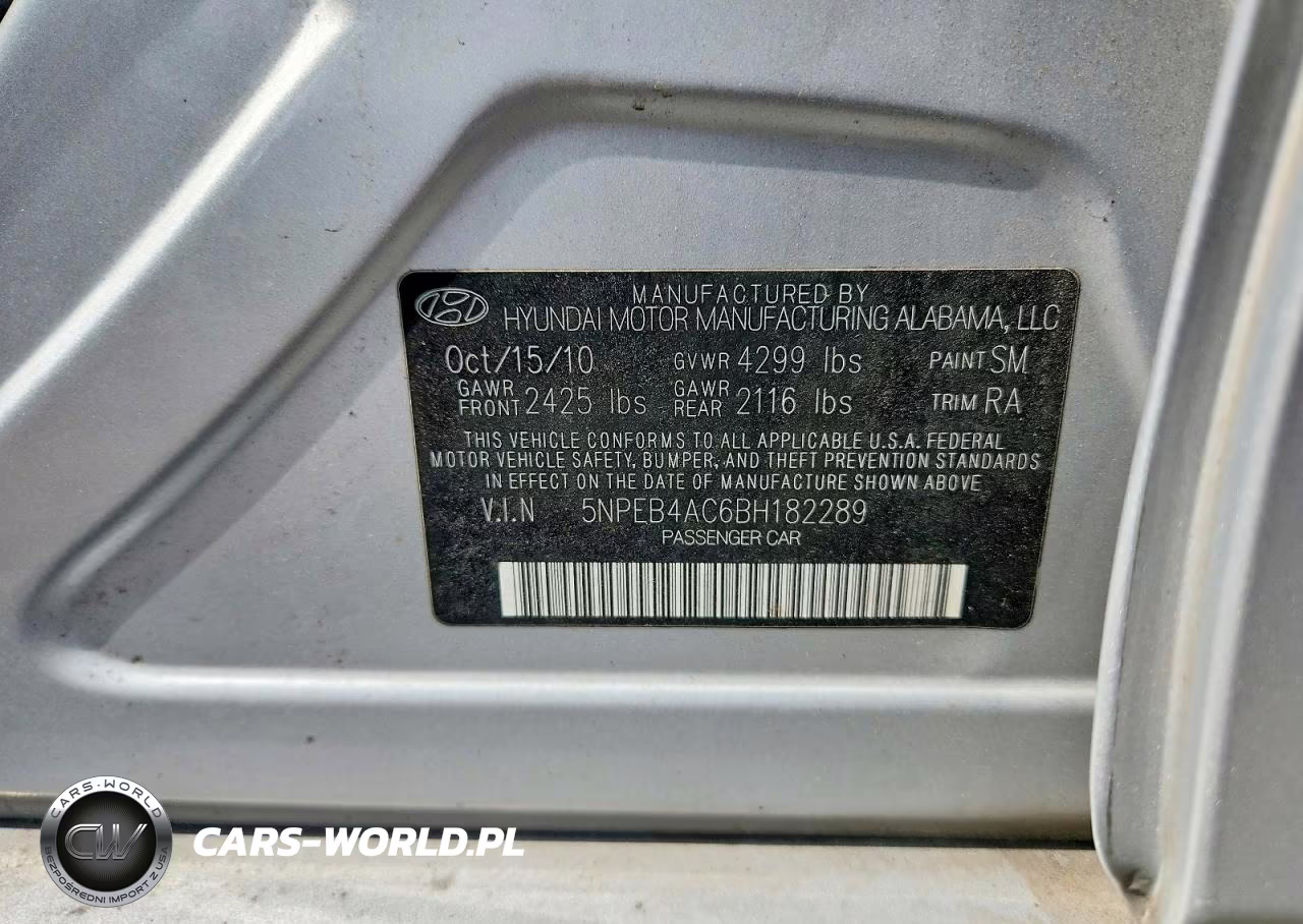 2011 Hyundai Sonata Gls VIN:5NPEB4AC6BH182289 - 12