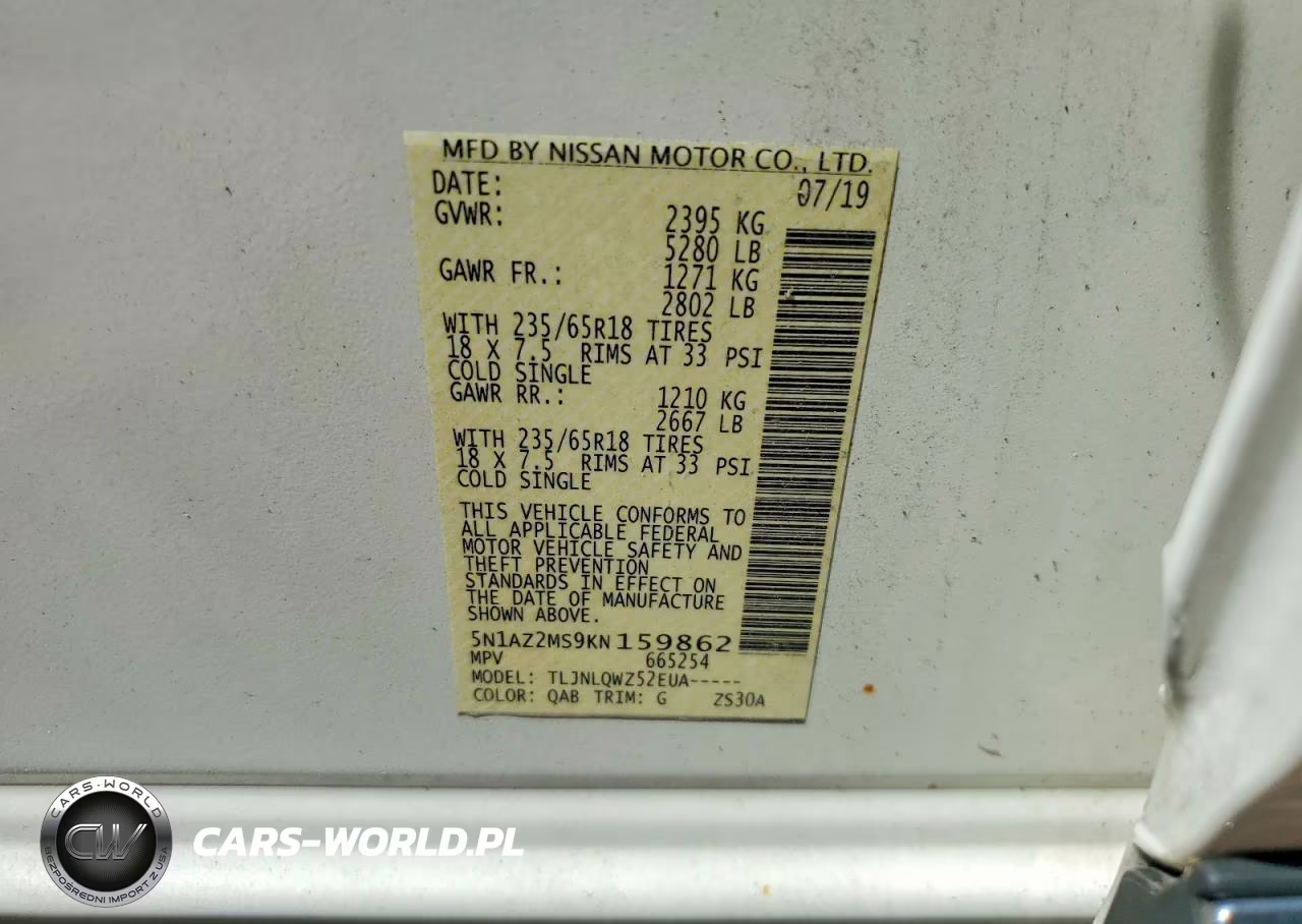 2019 Nissan Murano Sv VIN:5N1AZ2MS9KN159862 - 13
