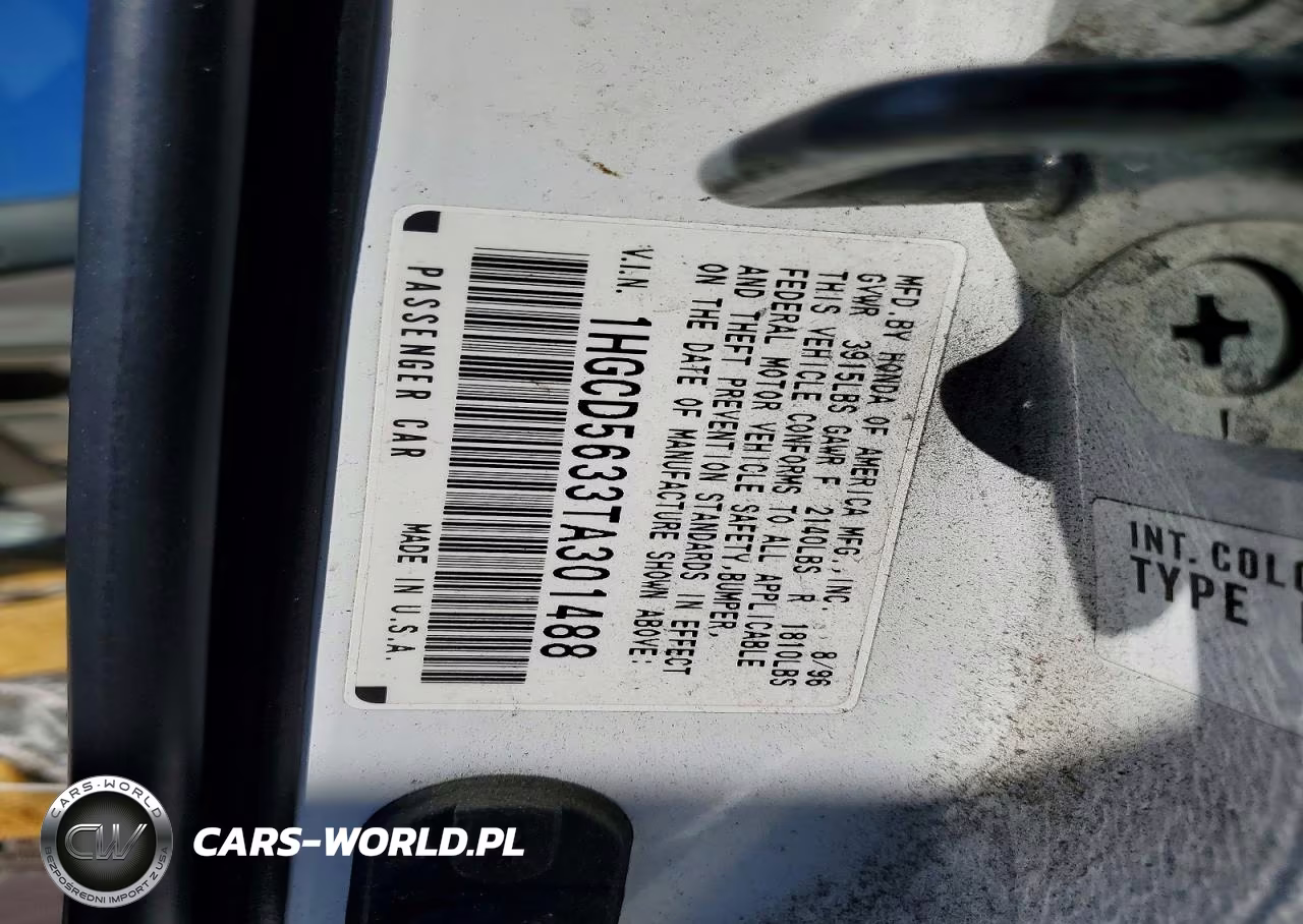 1996 Honda Accord Lx VIN:1HGCD5633TA301488 - 12