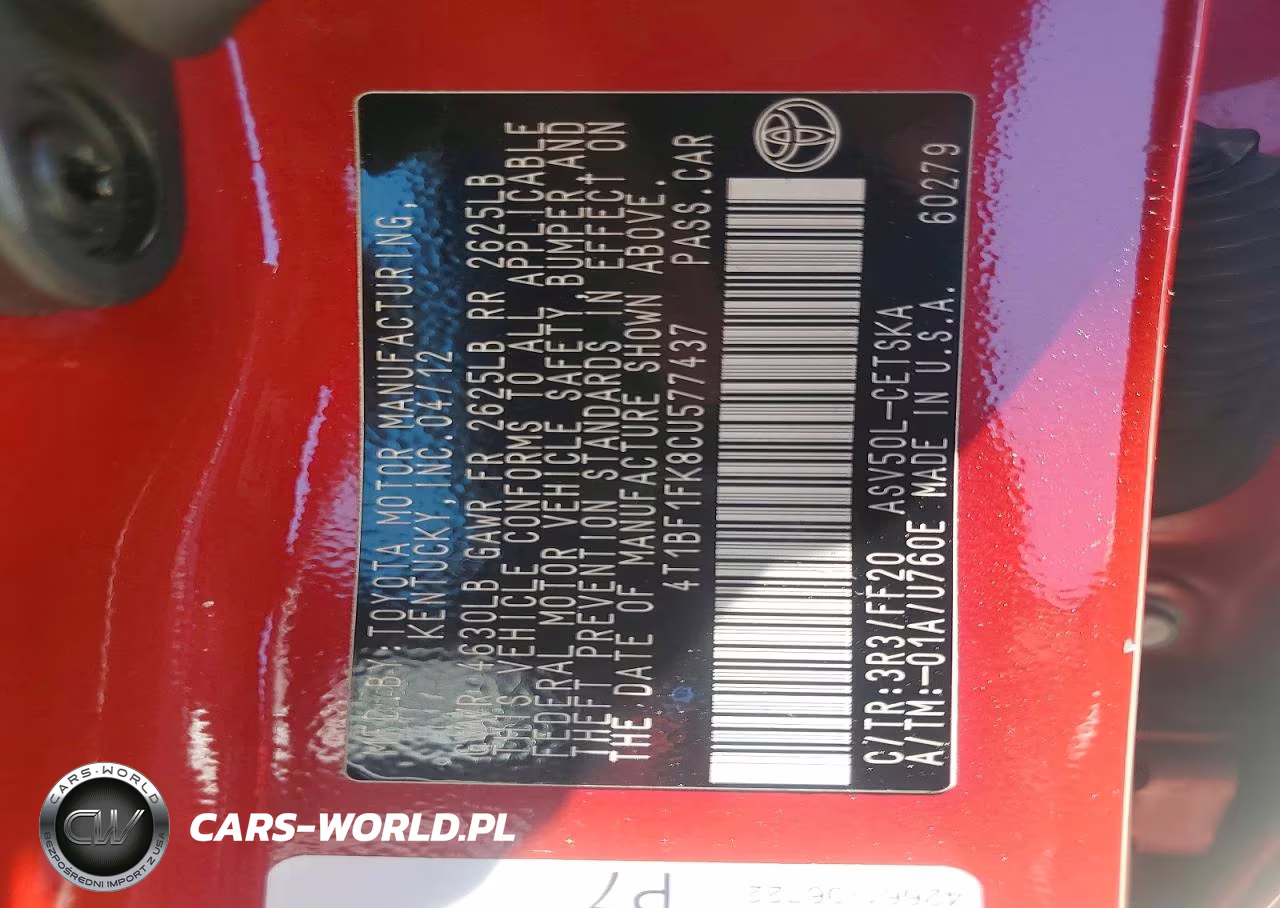 2012 Toyota Camry Se VIN:4T1BF1FK8CU577437 - 12