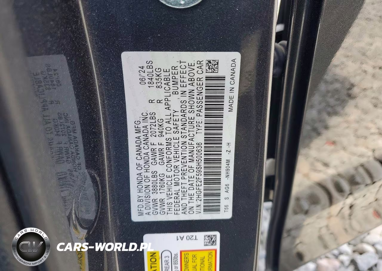 2025 Honda Civic Sport VIN:2HGFE2F59SH500636 - 12